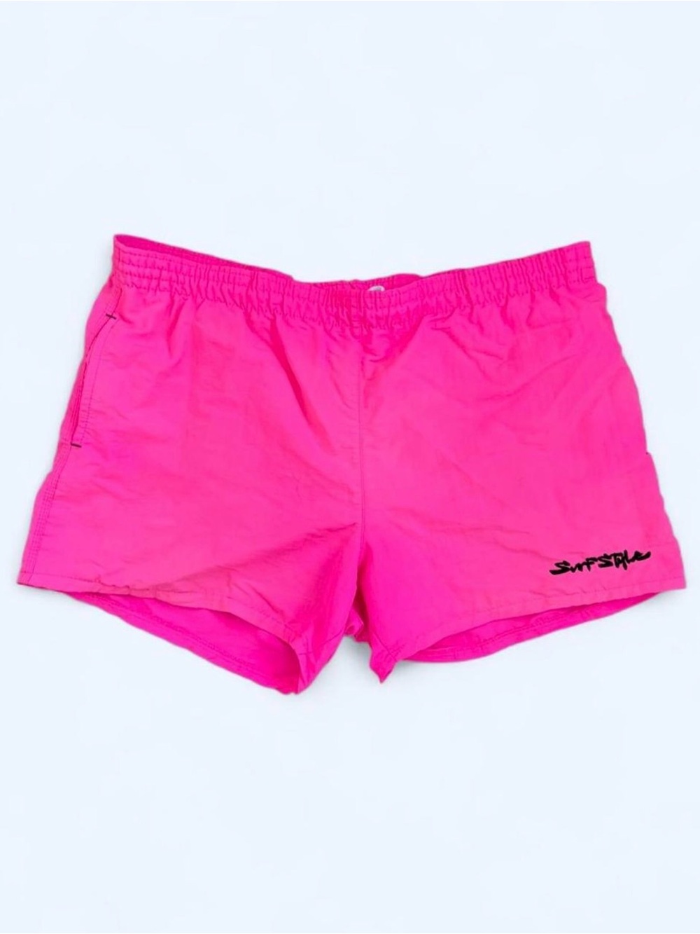 Neon Pink Surf Style Vintage Swim Shorts Size L